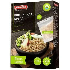 Крупа ЯРМАРКА "Отборная" Пшеничная (5шт*80г) 400г*15 Крупа ЯРМАРКА "Отборная" Пшеничная (5шт*80г) 400г*15