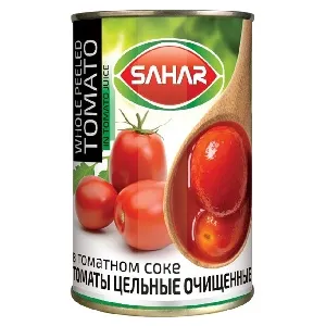 Томаты SAHAR целые очищенные в томатком соке /жесть/ 400г*24