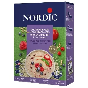Каша NORDIC овсяная м/п с ЯГОДНОЕ АССОРТИ /картон/ 210г*10