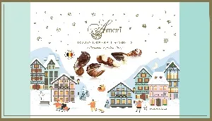 Конфеты AMERI ZV50009 шоколадные с ореховым кремом Seashells "Зимний город", бирюзовая кор. /картон/ 500*6