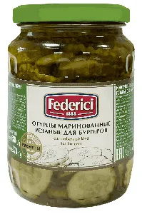 Огурцы FEDERICI маринованные резаные для бургеров /стекло/ 720мл*6