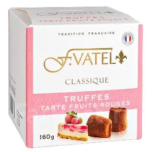 Трюфель F.VATEL с кусочками пирога со вкусом малины и клубники /картон/ 160г*12