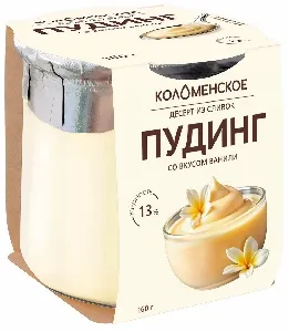 Десерт КОЛОМЕНСКИЙ из сливок "Пудинг со вкусом ванили" с мдж 13,0% /стекло/ 160г*4