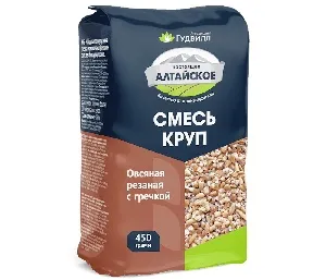 Смесь АЛТАЙСКОЕ круп овсяная резаная, гречневая ядрица /пакет/ 450г*6 Смесь АЛТАЙСКОЕ круп овсяная резаная, гречневая ядрица /пакет/ 450г*6