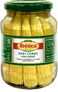 Кукуруза IBERICA молодая в початках маринованная /стекло/ 370мл*12
