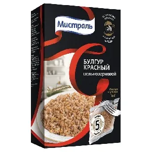 Крупа МИСТРАЛЬ пшеничная Булгур красный цельнозерновой (5х80г) в пакетиках /картон/ 400г*6