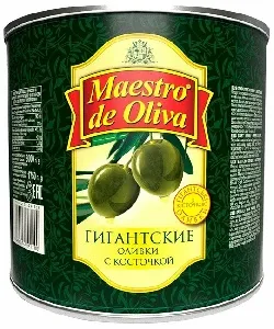 Оливки MAESTRO DE OLIVA гигант с косточкой /жесть/ 3000г*6 Оливки MAESTRO DE OLIVA гигант с косточкой /жесть/ 3000г*6