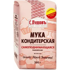 Мука С.ПУДОВЪ кондитерская самоподнимающаяся /бум.пак/ 500г*6