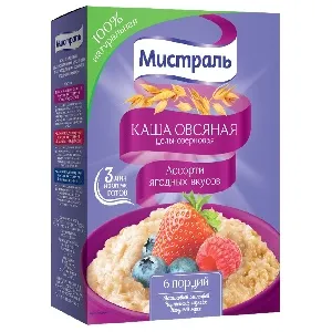 Каша МИСТРАЛЬ овсяная "Ассорти ягодных вкусов" (6 саше.*40г) /картон/ 240г*6 Каша МИСТРАЛЬ овсяная "Ассорти ягодных вкусов" (6 саше.*40г) /картон/ 240г*6
