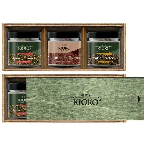 Набор KIOKO MIYAKO BREEZE Коллекция зеленого чая и ройбуша /деревянная коробка с крышкой/ 80г*6