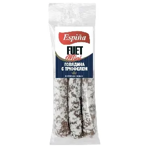Колбаса ESPINA Fuet - mini "Фуэт - мини" из говядины с трюфелем сыровяленая полусухая 60г*12 Колбаса ESPINA Fuet - mini "Фуэт - мини" из говядины с трюфелем сыровяленая полусухая 60г*12