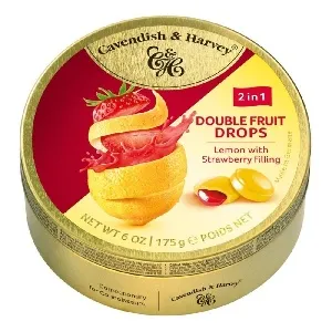 Леденцы CAVENDISH & HARVEY Double Fruit Lemon with Strawberry с жидким центром /жесть/ 175г*9