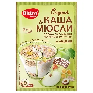 Каша и мюсли GURMINA BISTRO 3 злака со сливками, яблоком и фундуком 40г*15