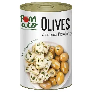 Оливки POMATO с сыром рокфор /жесть/ 300г*24