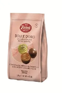 Конфеты ZAINI «BOULE D'OR» CARAMELLO пралине из молочного шоколада с нежной кремовой начинкой СОЛЕНАЯ КАРАМЕЛЬ /пакет/ 125г*12