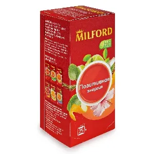 Чай MILFORD функциональный ПОЗИТИВНАЯ ЭНЕРГИЯ (25 пакетиков) /картон/ 0,04375г*12