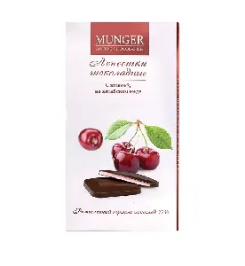 Лепестки MUNGER Maître Chocolatie из горького шоколада 72% с вишневой начинкой /картон/ 50г*10