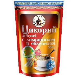 Цикорий РУССКИЙ ЦИКОРИЙ порошкообразный с ЛИМОННИКОМ и ОБЛЕПИХОЙ /дойпак/ 100г*12