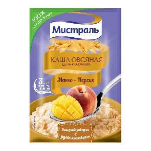 Каша МИСТРАЛЬ овсяная "Манго-Персик" /пакет/ 40г*25 Каша МИСТРАЛЬ овсяная "Манго-Персик" /пакет/ 40г*25