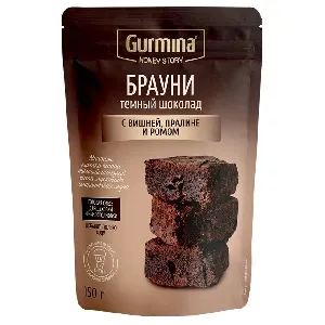 Брауни GURMINA HONEY STORY темный шоколад с вишней пралине и ромом 150г*10