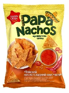 Чипсы PAPA NACHOS кукурузные "Тайский кисло-сладкий соус" 75г*15