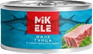 Тунец MIKELE филе в собственном соку /жесть/ 180/130г*24 Тунец MIKELE филе в собственном соку /жесть/ 180/130г*24