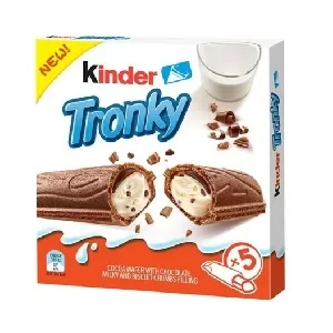 Батончик вафельный KINDER Tronky с начинкой из молочного шоколада, молока и бисквитной крошки 90г*20