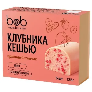 Батончик BOB неглазированный "Светлый с клубникой и кешью" (25г*5шт) /картон/ 125г*12