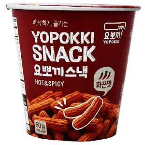 Снэки YOPOKKI HOT & SPICY остро-пряные (рисовые сухарики) /стакан/ 50г*12