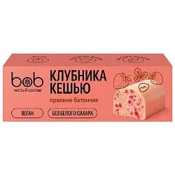 Батончик BOB неглазированный "Светлый с клубникой и кешью" (25г*2шт) /шоубокс/ 50г*10 Батончик BOB неглазированный "Светлый с клубникой и кешью" (25г*2шт) /шоубокс/ 50г*10